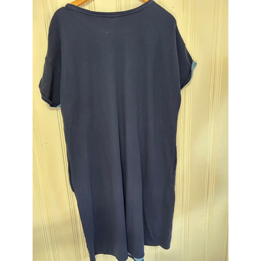 NWT Pure J. Jill Affinity Navy Blue French Terry Cotton Dress Short Sleeve 2X